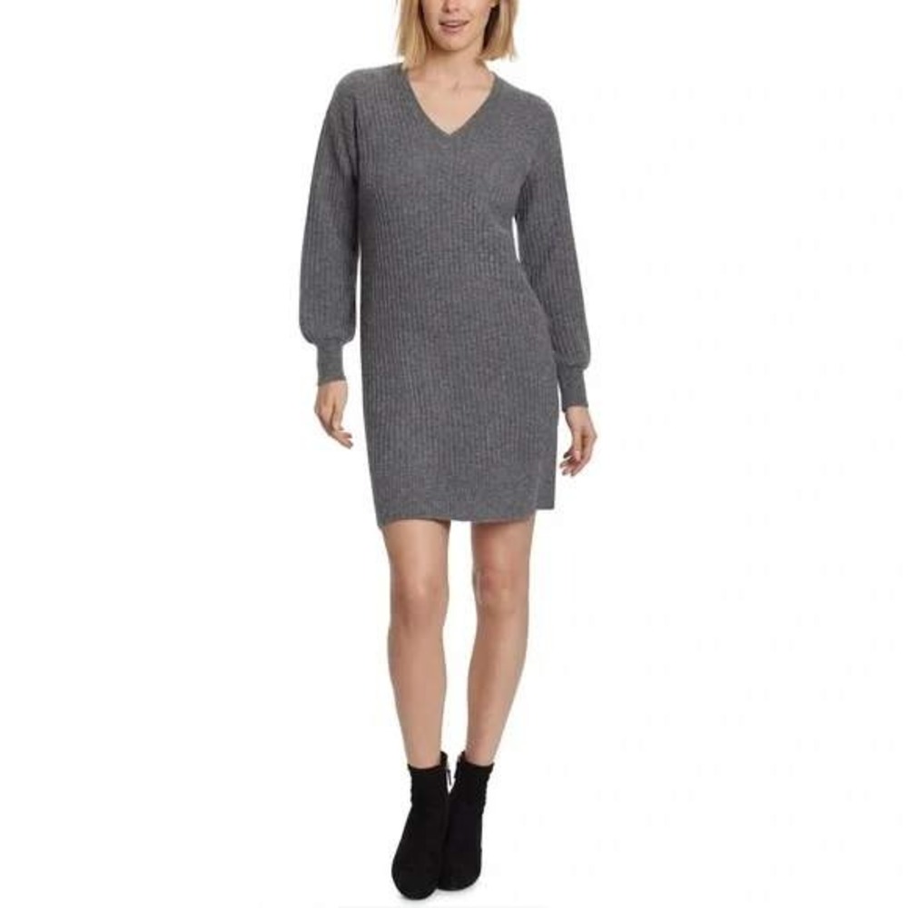 Jessica Simpson Knit‎ Sweater Dress Long Sleeve V Neck Mini Dress Sz Lg / #9125